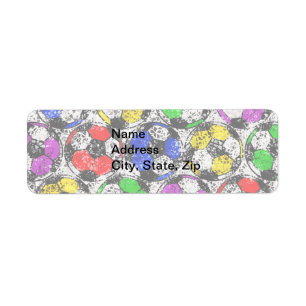 ETIQUETA BALONES DE FÚTBOL EN COLOR CÁÓTICO