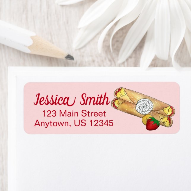 Etiqueta Banana Fresa Crêpes Cocina francesa Creta (In situ)