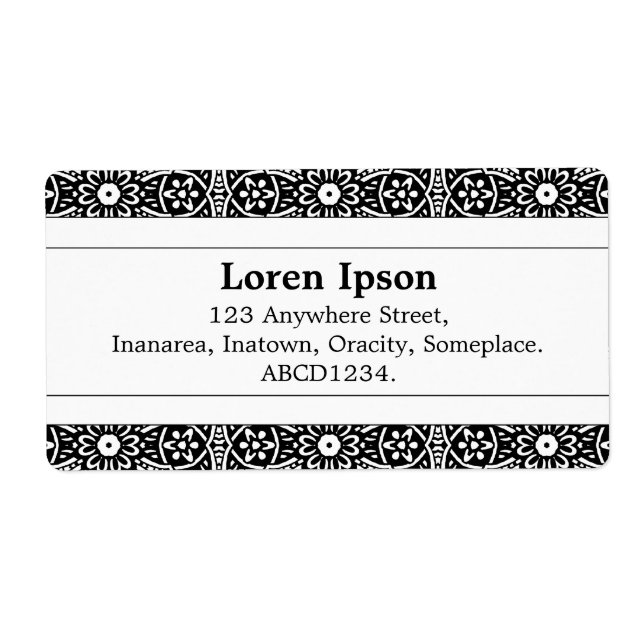 Etiqueta Banda central II - Flores geométricas (Frente)