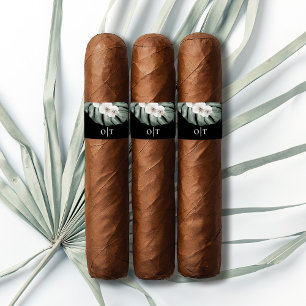 Etiqueta Banda de Cigarro de Boda Tropical Orquídeas Blanca