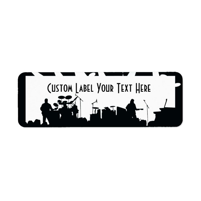 Etiqueta Banda En Escenario Concierto Silhouette B&W (Frente)