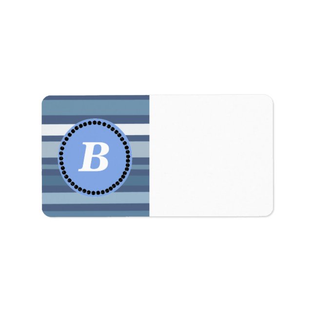 Etiqueta Bandas azules con monograma (Frente)