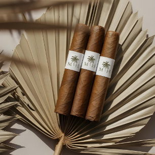 Etiqueta Bandas de Cigarro con Monograma de Palma Tropical