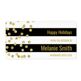 Etiqueta Bandas negras de oro Confetti