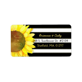 Etiqueta Bandas negrita Watercolor Sunflower Boda
