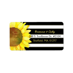 Etiqueta Bandas negrita Watercolor Sunflower Boda