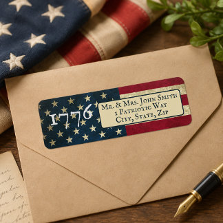 Etiqueta Bandera Americana 1776 dirección de devolución