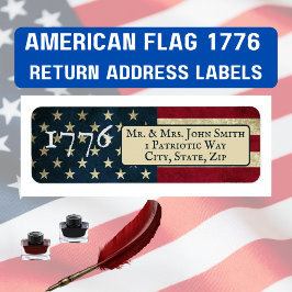 Etiqueta Bandera Americana 1776 dirección de devolución