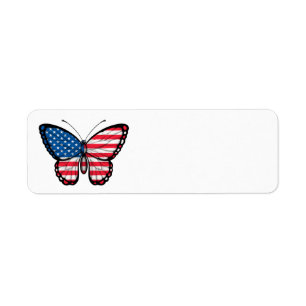 Etiqueta Bandera americana de la mariposa