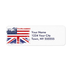 Etiqueta Bandera americana inglesa 2 del Grunge