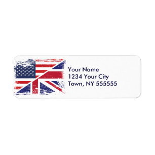 Etiqueta Bandera americana inglesa del Grunge