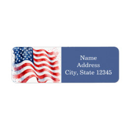 Etiqueta Bandera Americana Ondulante USA Patriótica azul