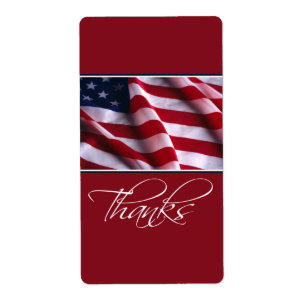 Etiqueta Bandera Americana Patriótica Agradecida en Rojo