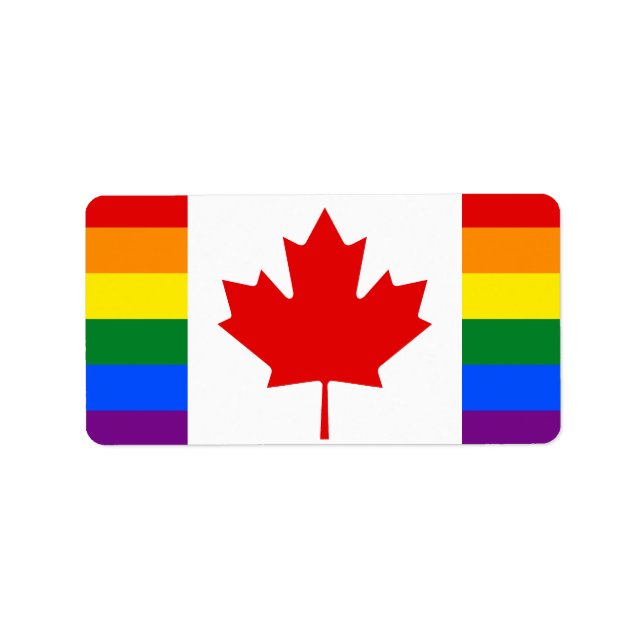 Etiqueta Bandera arcoiris de Canadá (Frente)