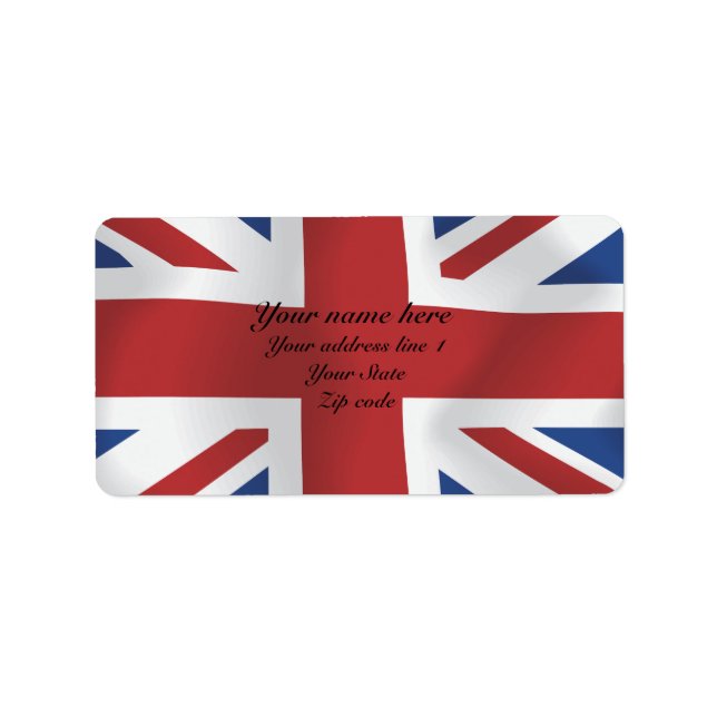 Etiqueta Bandera británica de Union Jack, estilo seda (Frente)