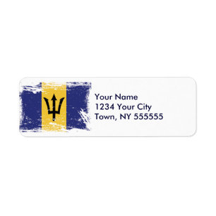 Etiqueta Bandera de Barbados del Grunge