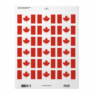 Etiqueta Bandera de Canadá cortada a medida 