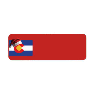 Etiqueta Bandera de Colorado y gorra de Santa