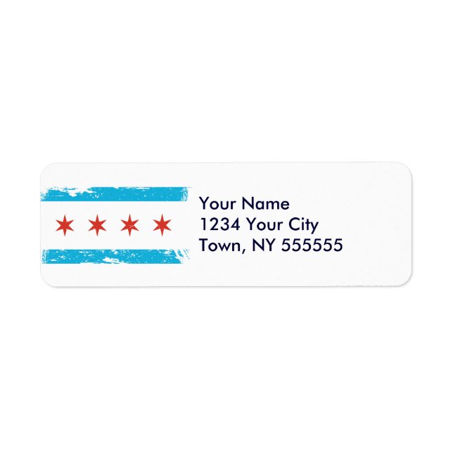 Etiqueta Bandera de Grunge Chicago (Frente)