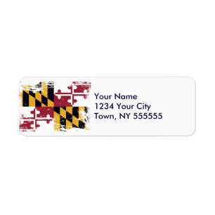 Etiqueta Bandera de Maryland del Grunge
