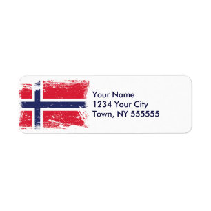 Etiqueta Bandera de Noruega del Grunge