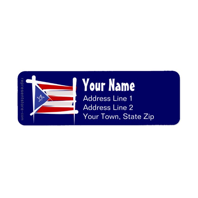 Etiqueta Bandera de pincel de Puerto Rico (Frente)