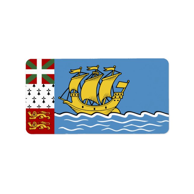 Etiqueta Bandera de San Pedro y Miquelón (Frente)