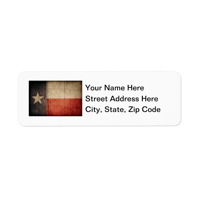 Etiqueta Bandera de Texas Rugged Wood (Frente)