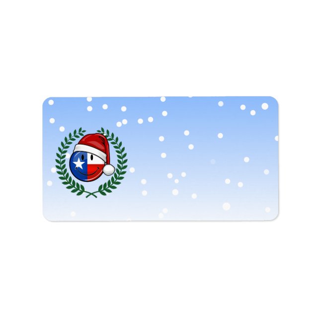 Etiqueta Bandera de Texas sonriente estilo navidad (Frente)