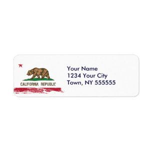 Etiqueta Bandera del estado de California del Grunge