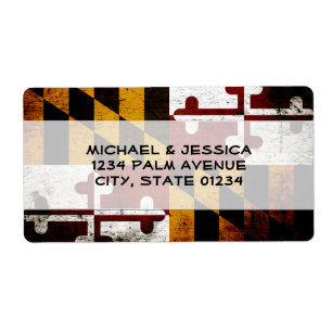 Etiqueta Bandera del estado de Maryland con estilo grunge n