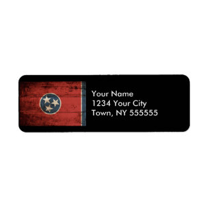 Etiqueta Bandera del estado de Tennessee en grano de madera