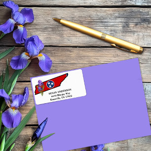 Etiqueta Bandera del Estado de Tennessee y Iris morado de f