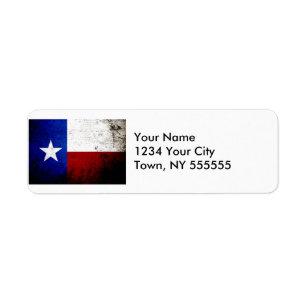 Etiqueta Bandera del estado de Texas con estilo grunge negr