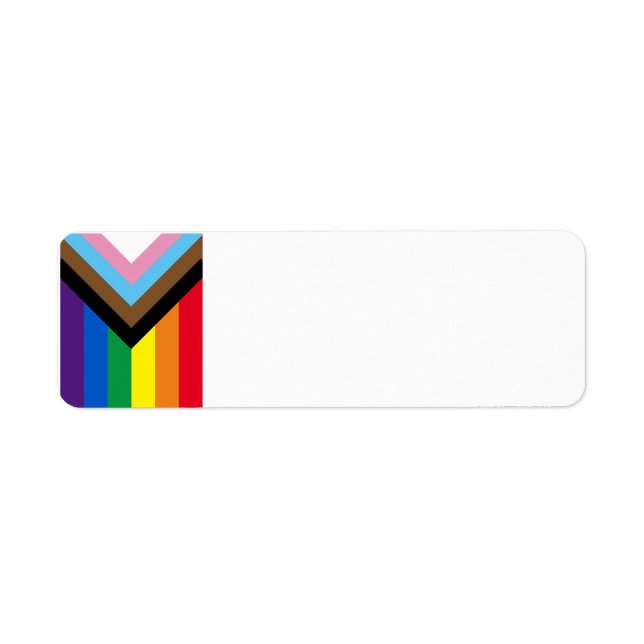 Etiqueta Bandera del orgullo gay arcoiris inclusivo blanco  (Frente)
