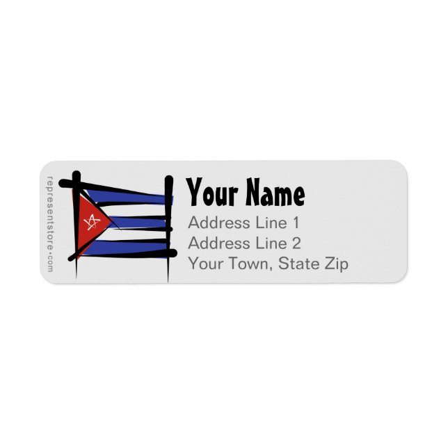 Etiqueta Bandera del pincel de Cuba (Frente)