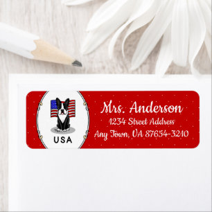 Etiqueta Bandera estadounidense Cute USA Bandera Boston Ter