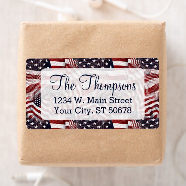 Etiqueta Bandera estadounidense Dirección de devolución de  (In situ)