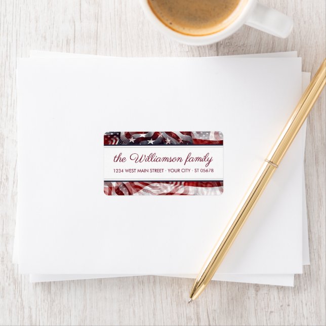 Etiqueta Bandera estadounidense Dirección de devolución de  (In situ)