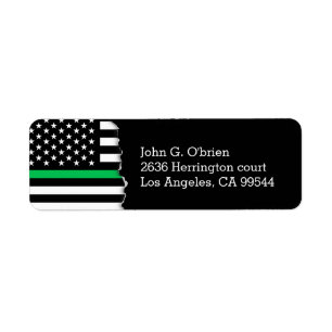 Etiqueta Bandera estadounidense estilo Línea Verde Delgada