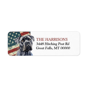 Etiqueta Bandera estadounidense grunge Cane Corso perro dir
