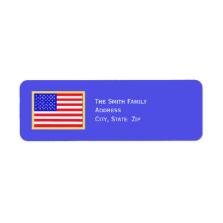Etiqueta Bandera estadounidense patriótica sobre azul