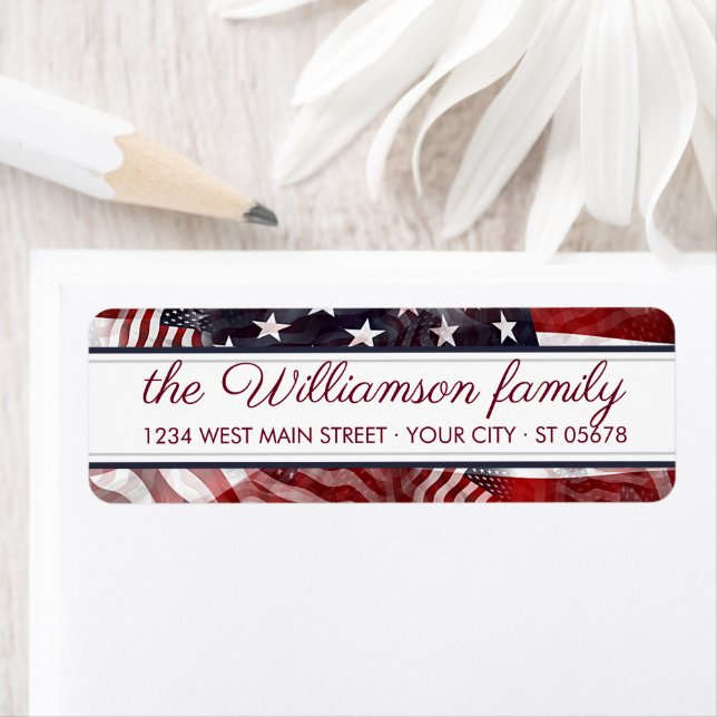 Etiqueta Bandera estadounidense personalizado Bandera roja  (In situ)