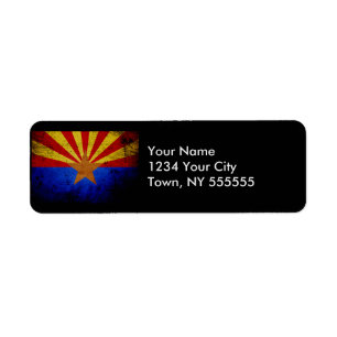 Etiqueta Bandera Estatal Black Grunge Arizona