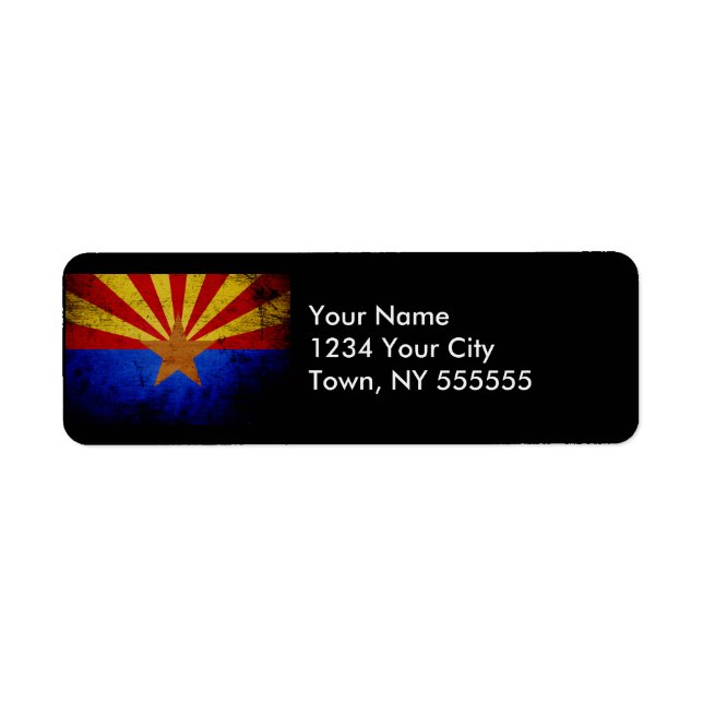 Etiqueta Bandera Estatal Black Grunge Arizona (Frente)