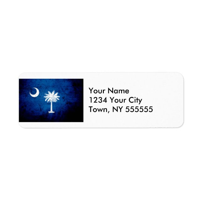 Etiqueta Bandera Estatal Black Grunge South Carolina (Frente)