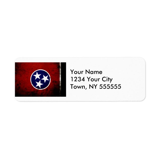 Etiqueta Bandera estatal Black Grunge Tennessee (Frente)