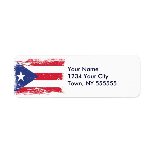 Etiqueta Bandera Grunge Puerto Rico (Frente)