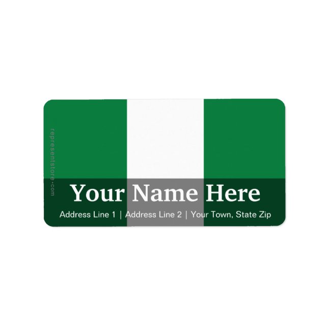 Etiqueta Bandera lisa de Nigeria (Frente)