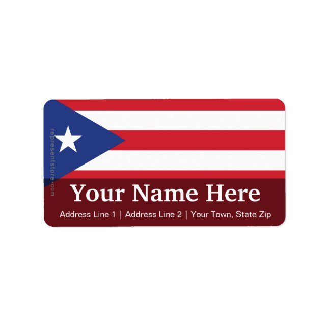 Etiqueta Bandera lisa de Puerto Rico (Frente)